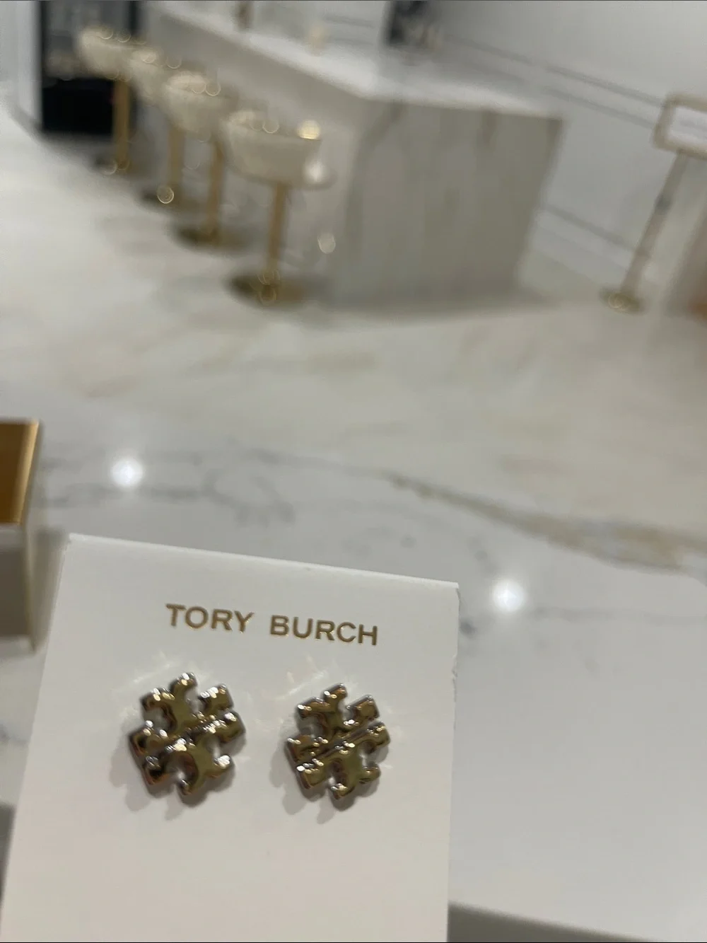 Tory Burch Gold Logo Stud Earrings
